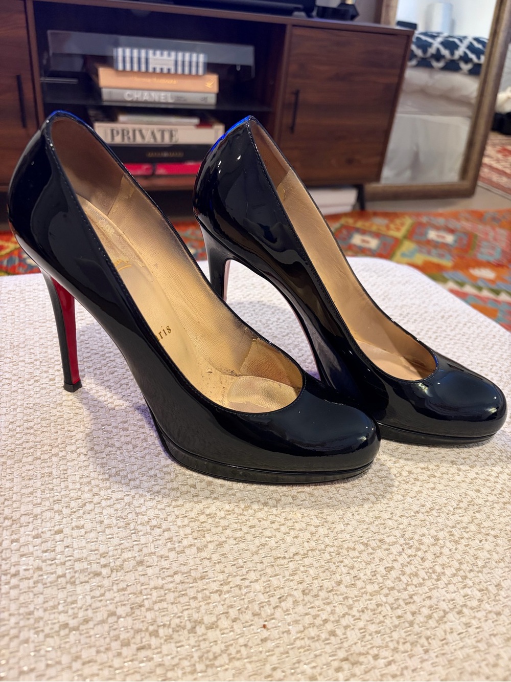 Christian Louboutin Black Patent Leather Pumps with Red Sole